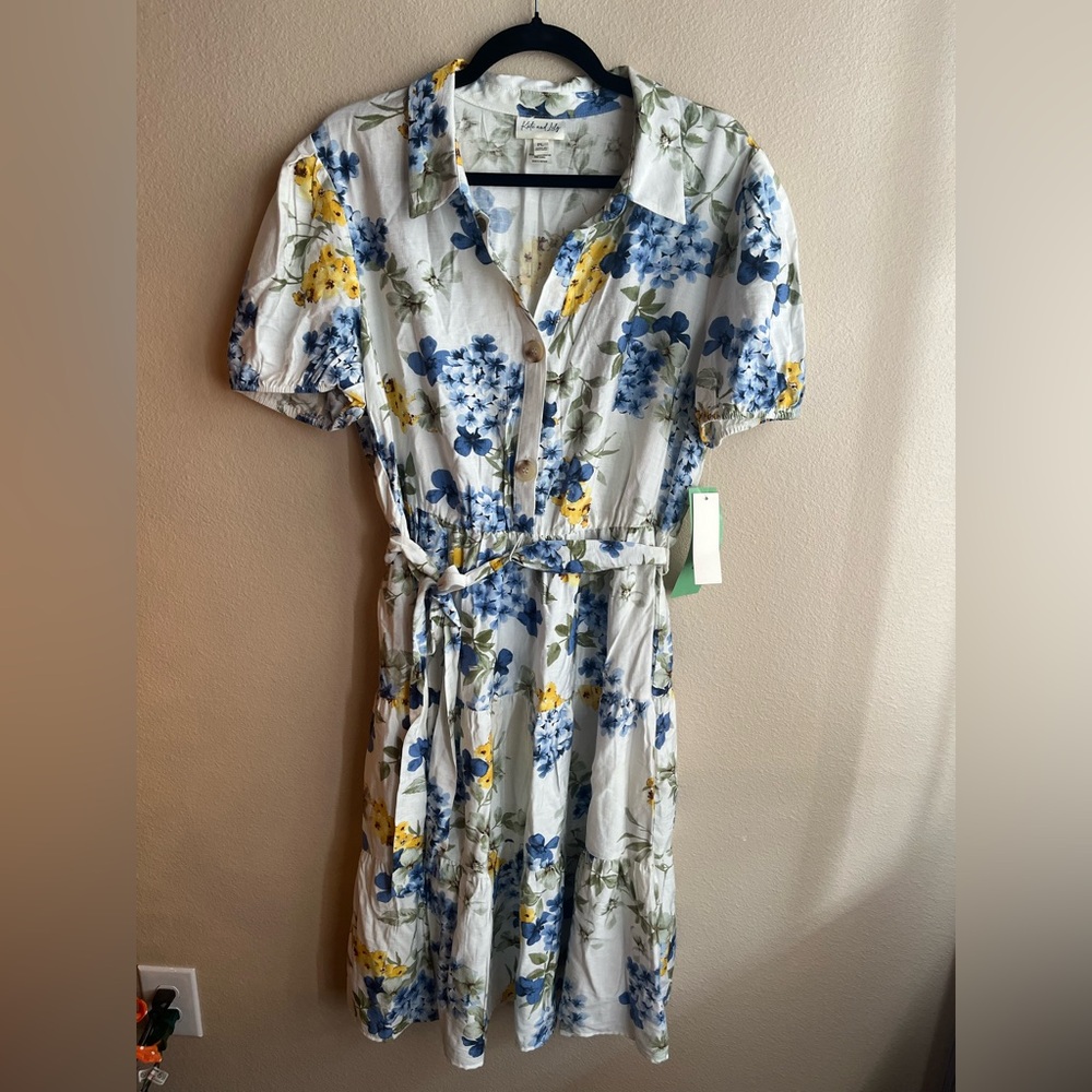 Floral Midi Dress with Tie Waist